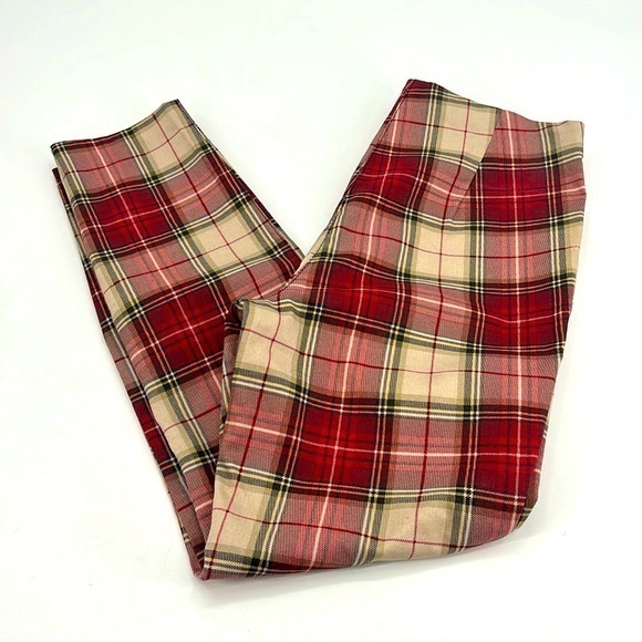 H&M Pants - UEC H&M red plaid high-waisted pants cropped length size 10